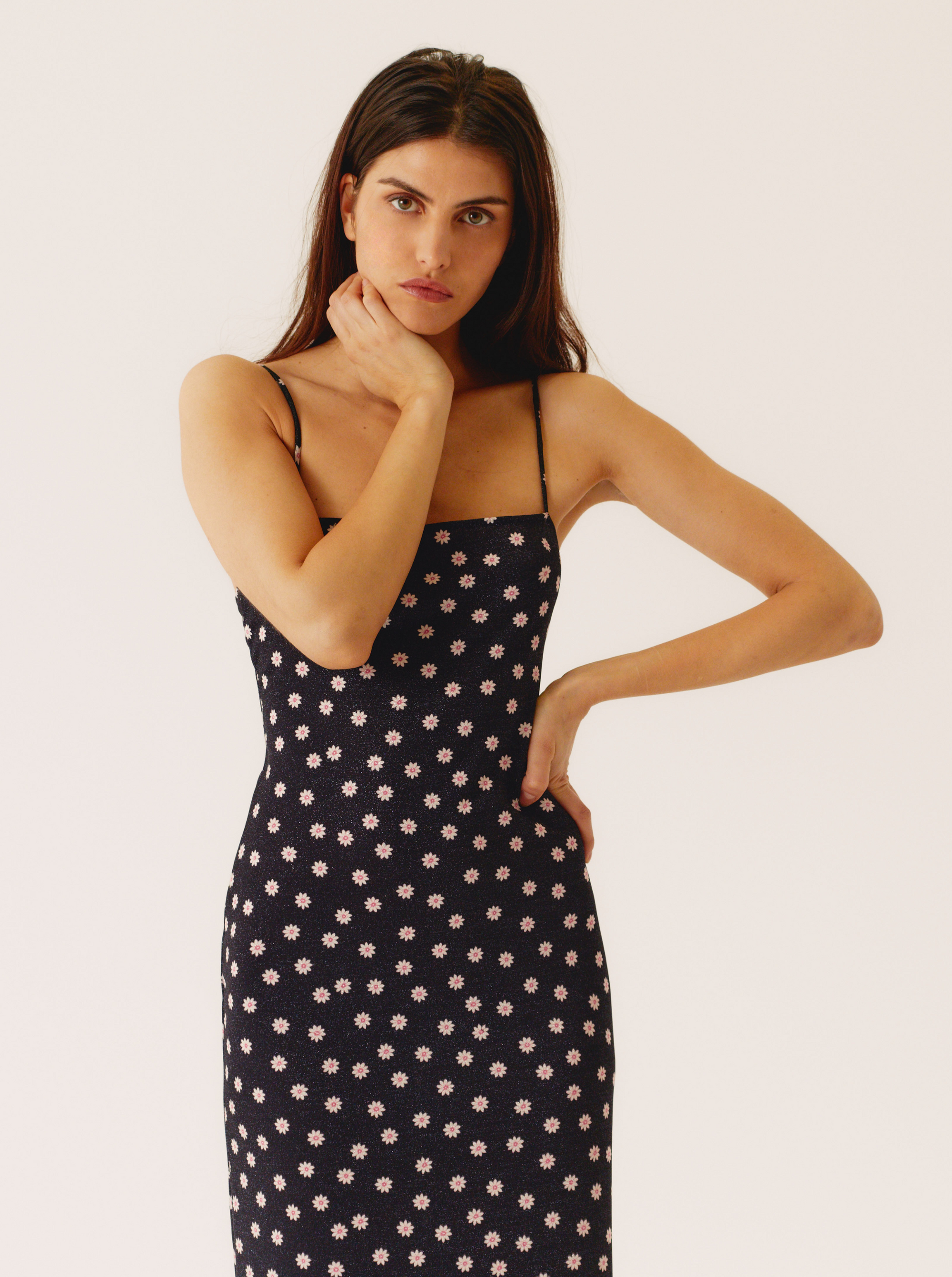 Robe Flower Dots Décolleté Carré