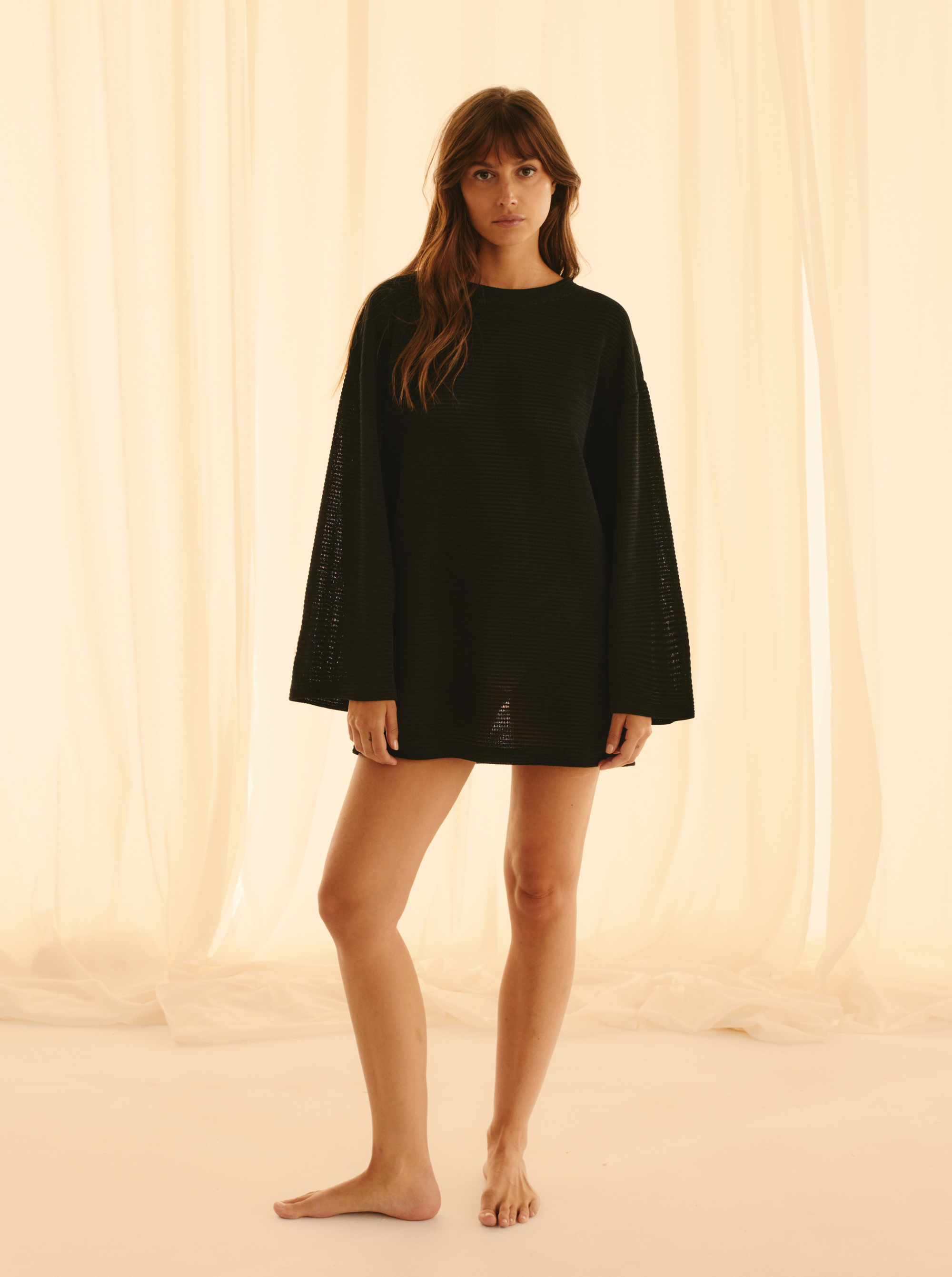 Robe pull night knit face