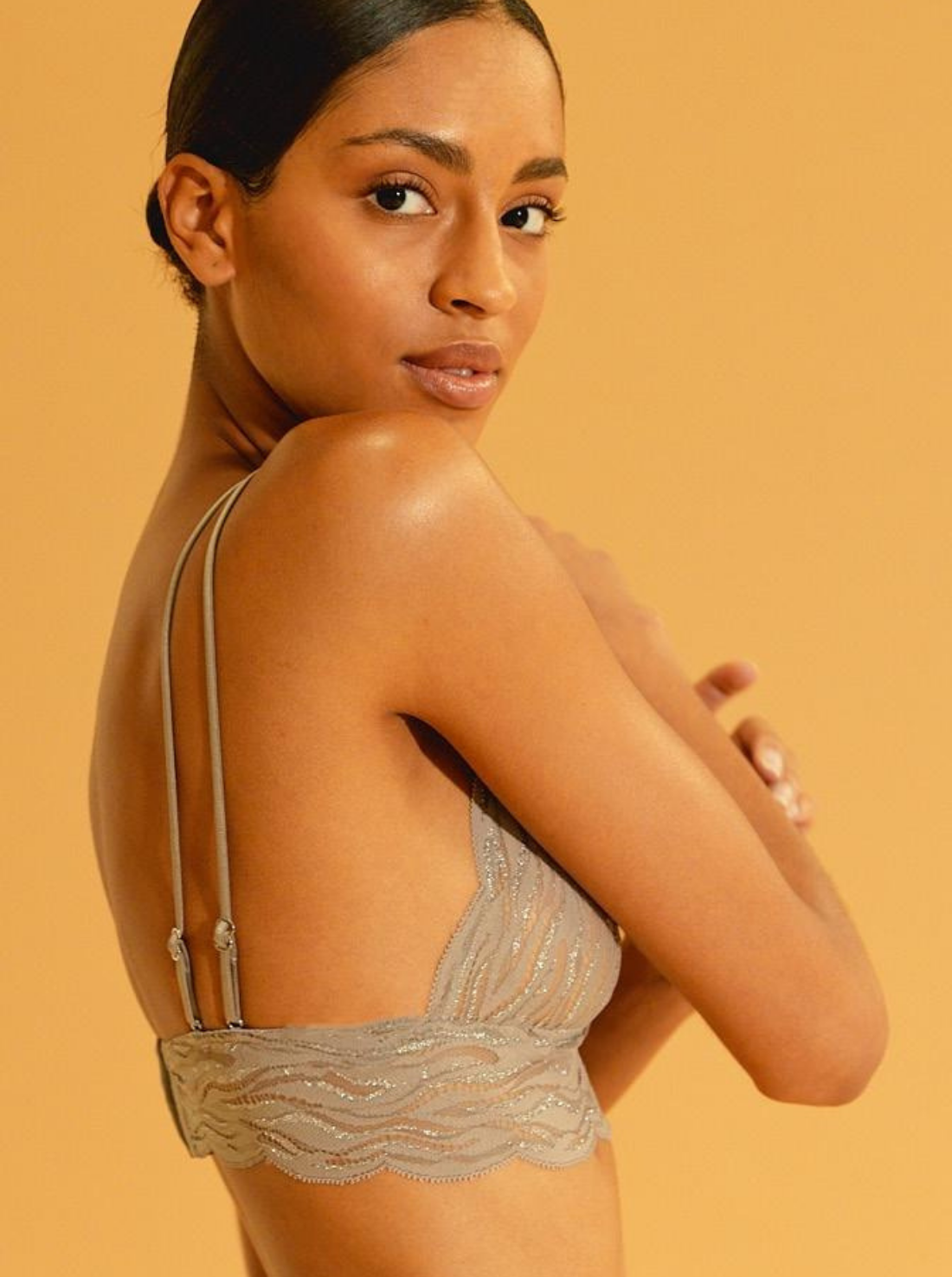 Triangle bustier Grey Silver Lace