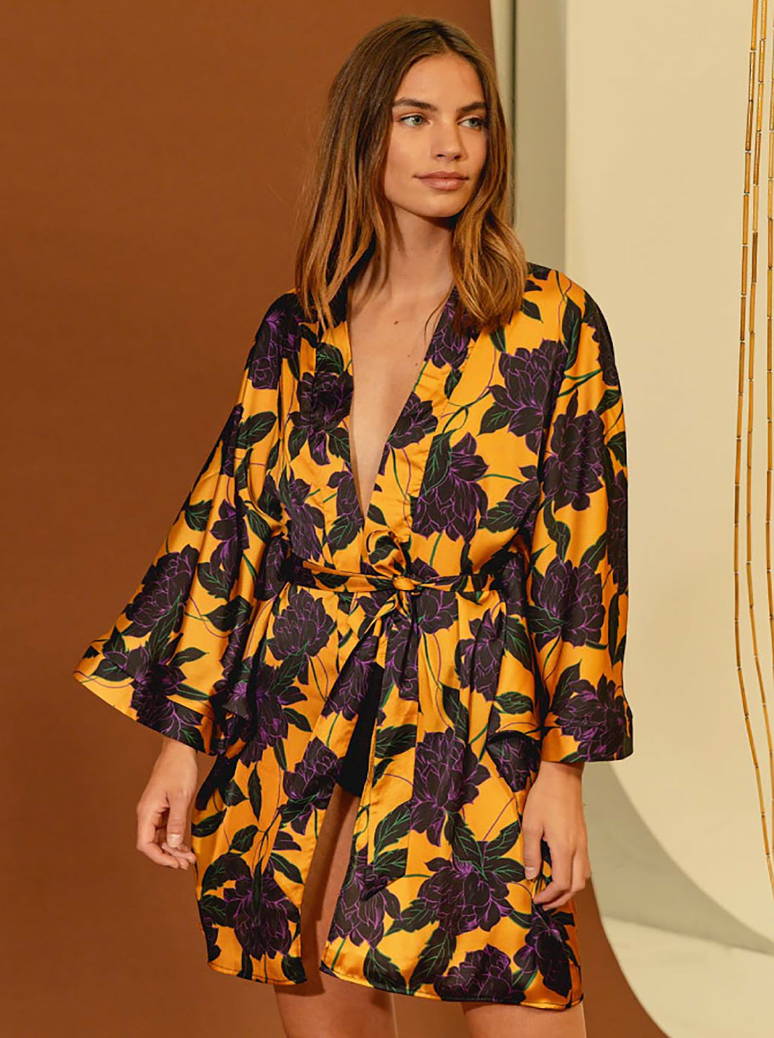 Kimono Golden Purple Peonies