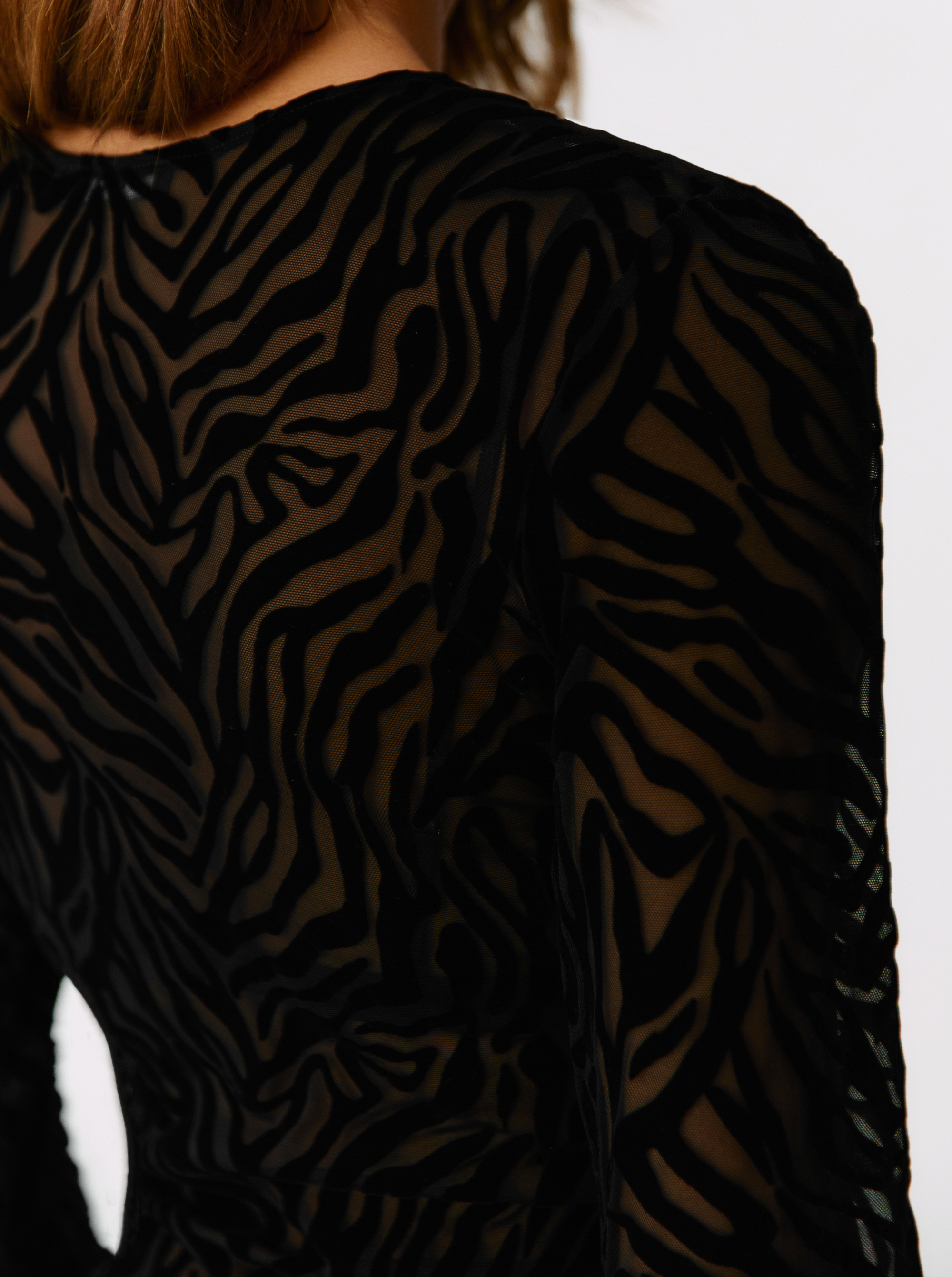 Top Velvet Zebra Noir