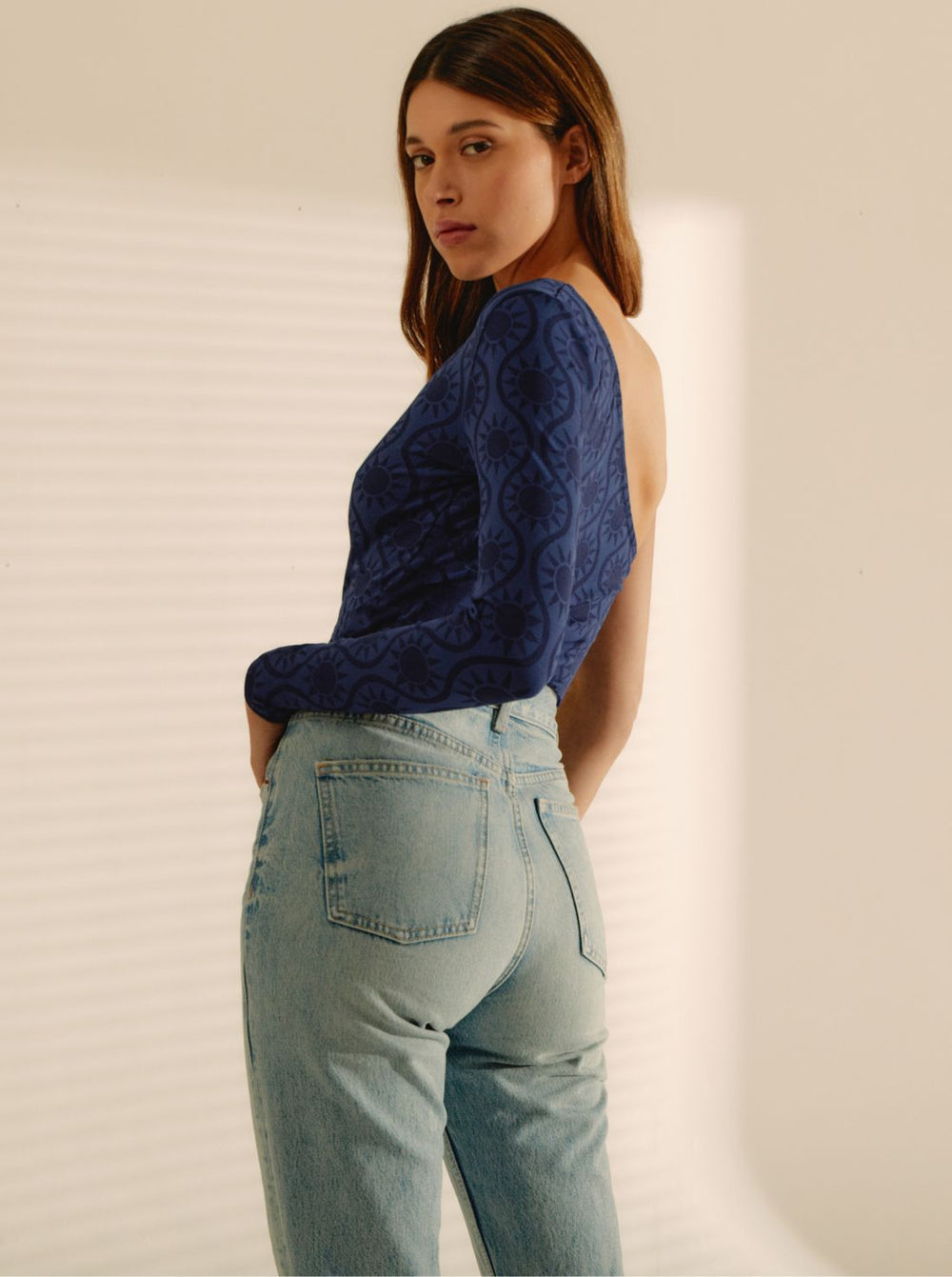 Top One Shoulder Blue Sun Asymétrique