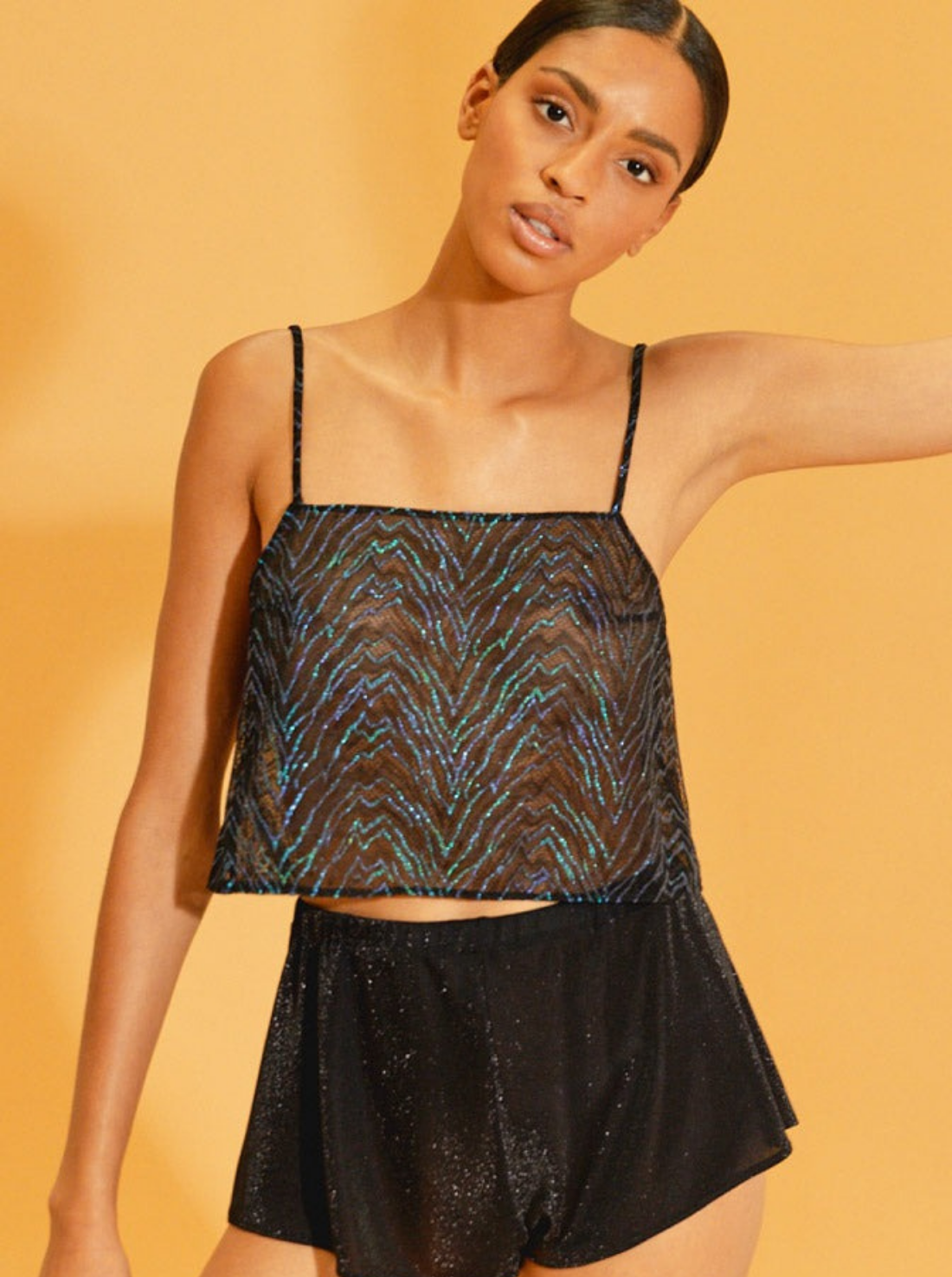 Top thin Neon Blue Zebra